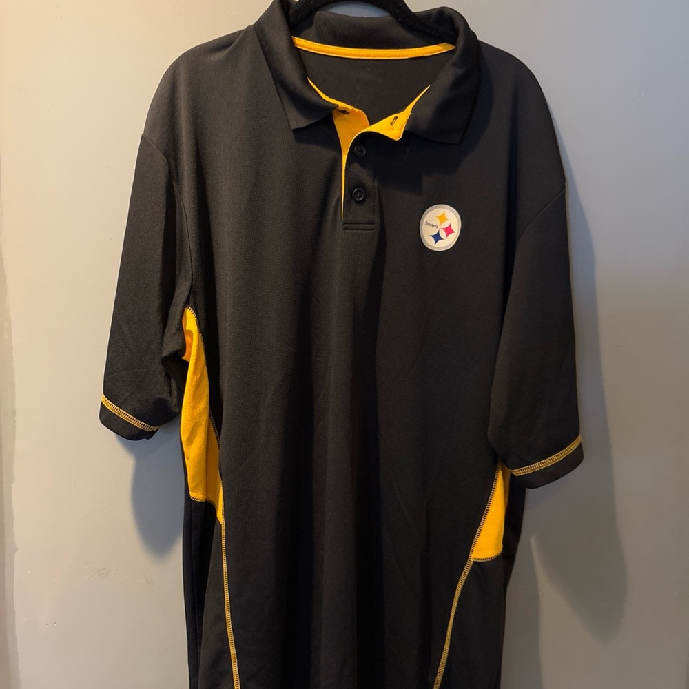 Black and Yellow Pittsburgh Steelers Polo Shirt LARGE